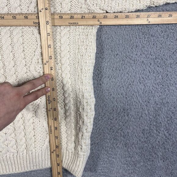 NWOT Carraig Donn Frank & Oak Merino Wool Sweater Fisherman Cable Knit L Button - Picture 5 of 7